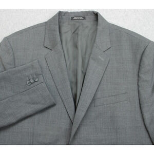 Express Blazer Mens 42R Gray Wool Blend‎ Stretch Lined 2 Buttons